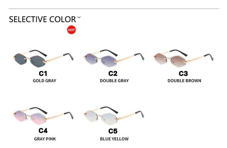 Vintage Rhombus Rimless Sunglasses — Luxury Metal Frame