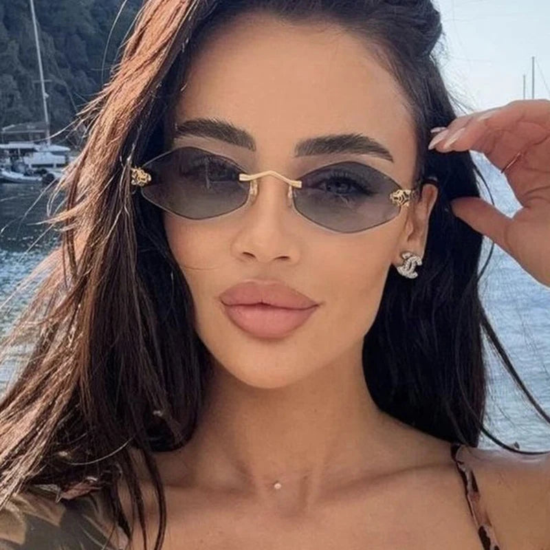 Vintage Rhombus Rimless Sunglasses — Luxury Metal Frame