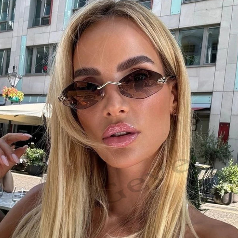 Vintage Rhombus Rimless Sunglasses — Luxury Metal Frame